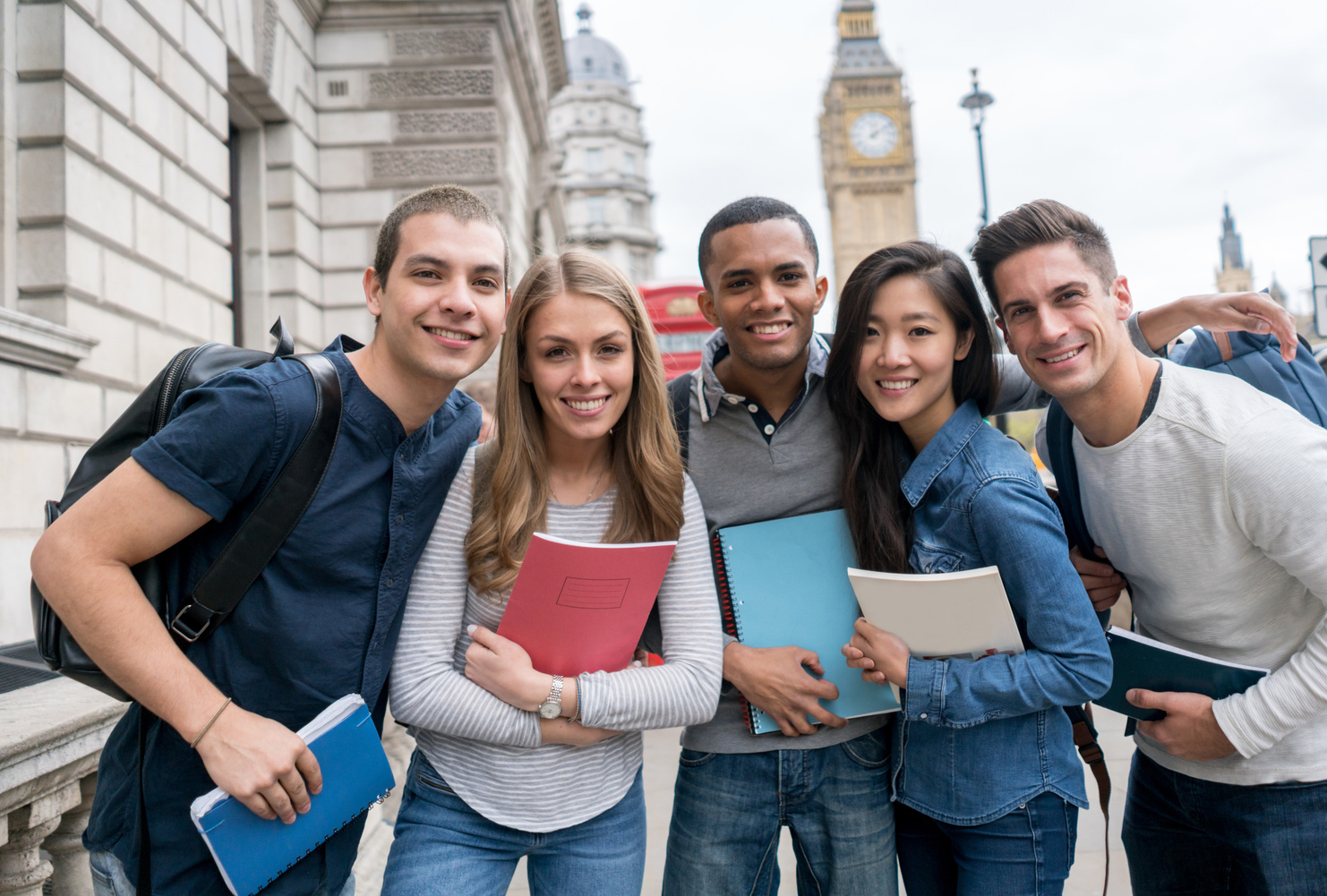 Group of exchange students in London