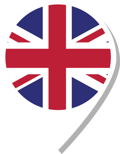 UK flag check-in icon.